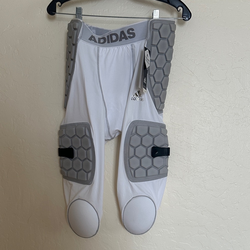 Adidas Men's White and Gray Padded Compression Pants